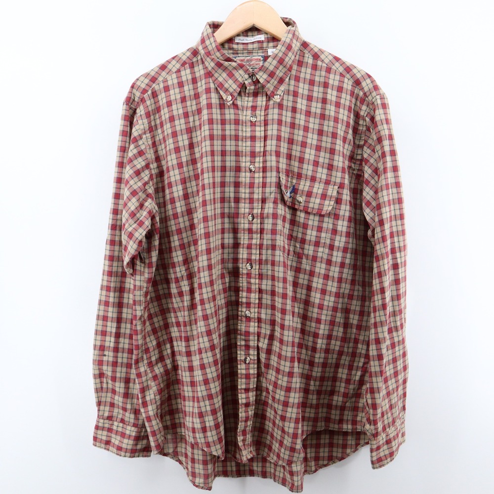 Flying Scotsman Button Down XL Plaid 90s Vintage‎ Mallard Duck Logo Shirt